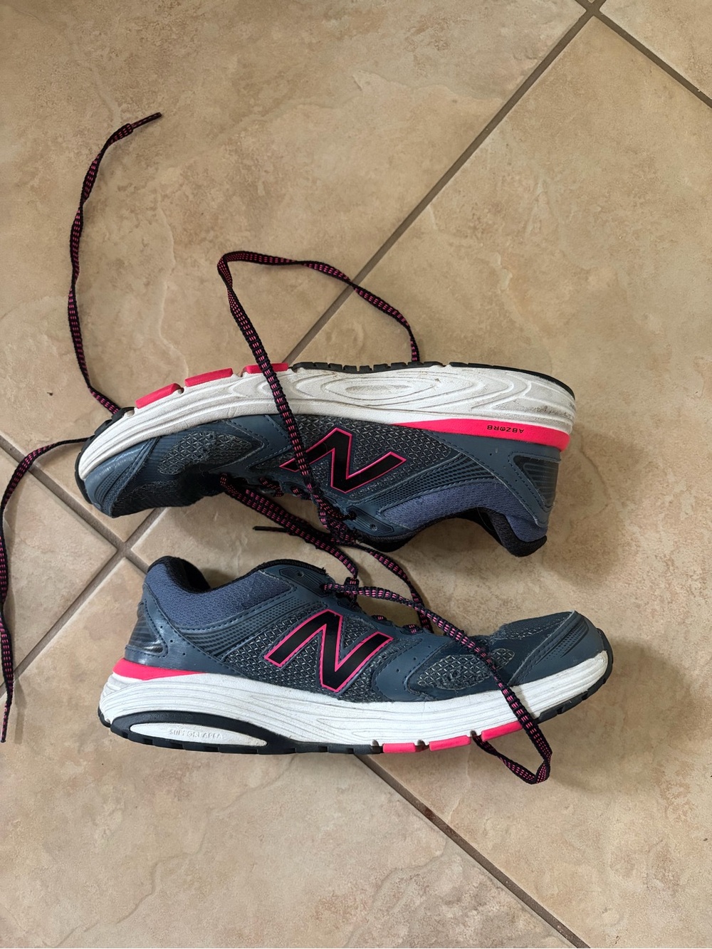 New Balance Women's Dark Gray and Pink Running Shoes